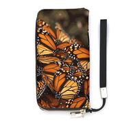 DWTJKMS Monarch Butterflies Portefeuille long fin en cuir synthétique pour homme et femme Portefeuille minimaliste avec emplacements pour cartes, blanc, 20 x 10,5 cm, blanc, 20x10.5cm
