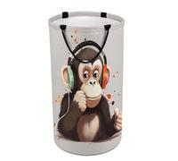DWTJKMS Music Monkey Grand panier à linge pliable avec poignées de transport facile pour buanderie, dortoir, famille