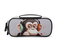 DWTJKMS Music Monkey Trousse de maquillage portable en cuir étanche Petit organisateur de produits de toilette Pinceaux crayons et accessoires de maquillage de voyage