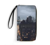 DWTJKMS New York City Long portefeuille fin en cuir PU pour homme femme portefeuille minimaliste avec fentes pour cartes, blanc, 19,7 x 10,5 cm, blanc, 19.7x10.5cm