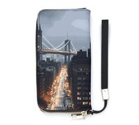 DWTJKMS New York City Long portefeuille fin en cuir PU pour homme femme portefeuille minimaliste avec fentes pour cartes, blanc, 20 x 10,5 cm, blanc, 20x10.5cm