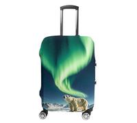 DWTJKMS Northern Lights Housse de bagage simple et généreuse Motif ours polaire Housse anti-poussière lavable résistante aux rayures pour valise de 48 à 81 cm, Style :, S, Housse de valise