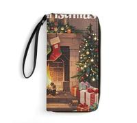 DWTJKMS Observance of Christmas Long portefeuille fin en cuir PU pour homme femme portefeuille minimaliste avec fentes pour cartes, blanc, 19,7 x 10,5 cm, blanc, 19.7x10.5cm