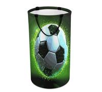 DWTJKMS Panier à linge cool en forme de ballon de football, panier à vêtements sales pliable avec poignées de transport facile, grand panier de rangement pour buanderie, dortoir, famille