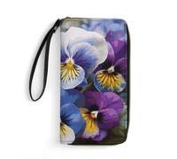 DWTJKMS Pansy Perfection Portefeuille long fin en cuir PU pour homme femme portefeuille minimaliste avec emplacements pour cartes, blanc, 19,7 x 10,5 cm, blanc, 19.7x10.5cm