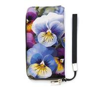 DWTJKMS Pansy Perfection Portefeuille long fin en cuir synthétique pour homme et femme Portefeuille minimaliste avec emplacements pour cartes, blanc, 20 x 10,5 cm, blanc, 20x10.5cm