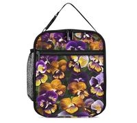 DWTJKMS Pansy Perfection Sac à déjeuner isotherme, étanche pour homme et femme, avec poignée, boîte à déjeuner isotherme réutilisable pour bureau, travail, pique-nique