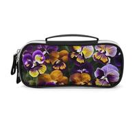 DWTJKMS Pansy Perfection Trousse de maquillage portable en cuir étanche pour cosmétiques, pinceaux, crayons et accessoires de maquillage de voyage