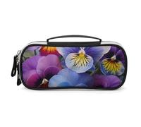 DWTJKMS Pansy Perfection Trousse de maquillage portable en cuir étanche pour cosmétiques, pinceaux, crayons et accessoires de maquillage de voyage