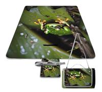 DWTJKMS Peace Tree Frog Tapis de pique-nique pliable et imperméable avec sac fourre-tout Grand tapis de pique-nique d'extérieur 147,3 x 147,3 cm Couverture de camping pour plage, parc, voyage