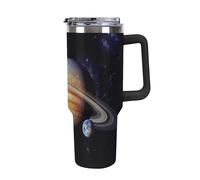 DWTJKMS Planet Jupiter Gobelet en acier inoxydable étanche de grande capacité avec poignée et paille - Tasse isotherme à double paroi sous vide réutilisable pour garder les boissons froides ou chaudes