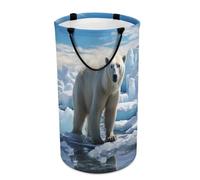 DWTJKMS Polar Bear Grand panier à linge à glace pliable avec poignées de transport facile pour buanderie, dortoir, famille