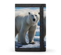 DWTJKMS Polar Bear Ice Portefeuille minimaliste à trois volets pour homme Motif ours polaire