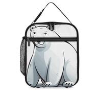 DWTJKMS Polar Bear Sac à déjeuner isotherme, étanche pour homme et femme, avec poignée, boîte à déjeuner isotherme réutilisable pour bureau, travail, pique-nique