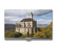 DWTJKMS Porte-cartes de visite en alliage d'aluminium avec monuments historiques de l'Arménie - Pour homme et femme - Cadeau unique, Argenté.