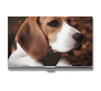 DWTJKMS Porte-cartes de visite en alliage d'aluminium avec motif Beagle mignon pour homme et femme, étui professionnel pour cartes de crédit, carte d'identité, cadeau unique, Argenté.