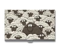 DWTJKMS Porte-cartes de visite en alliage d'aluminium pour homme et femme - Motif mouton noir et blanc - Cadeau unique, Argenté.