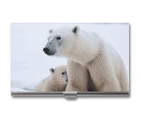 DWTJKMS Porte-cartes de visite en alliage d'aluminium pour homme et femme - Motif ours polaire - Cadeau unique, Argenté.