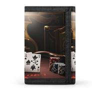 DWTJKMS Portefeuille de tournoi de poker minimaliste pour homme - Portefeuille fin à trois volets - Tendance moderne - Portefeuille antivol - Peut contenir des cartes et de l'argent liquide