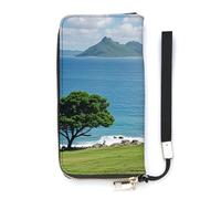 DWTJKMS Portefeuille long abstrait vue sur la mer Portefeuille fin en cuir PU pour hommes femmes portefeuille minimaliste avec fentes pour cartes, blanc, 20 x 10,5 cm, blanc, 20x10.5cm
