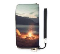 DWTJKMS Portefeuille long de camping fin en cuir synthétique pour homme et femme, portefeuille minimaliste avec fentes pour cartes, blanc, 20 x 10,5 cm, blanc, 20x10.5cm