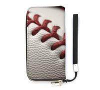 DWTJKMS Portefeuille long en cuir PU fin avec dentelle de baseball pour hommes et femmes, portefeuille minimaliste avec fentes pour cartes, blanc, 20 x 10,5 cm, blanc, 20x10.5cm
