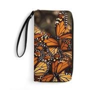 DWTJKMS Portefeuille long en cuir PU fin avec emplacements pour cartes, blanc, 19,7 x 10,5 cm Monarch Butterflies, blanc, 19.7x10.5cm