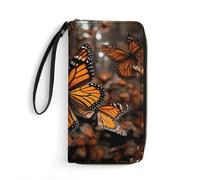 DWTJKMS Portefeuille long en cuir PU fin avec emplacements pour cartes, blanc, 19,7 x 10,5 cm Monarch Butterflies, blanc, 19.7x10.5cm