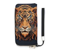 DWTJKMS Portefeuille long en cuir PU fin avec logo du tigre du Nouvel An pour hommes et femmes, portefeuille minimaliste avec fentes pour cartes, blanc, 20 x 10,5 cm, blanc, 20x10.5cm