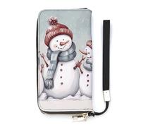 DWTJKMS Portefeuille long en cuir PU fin avec motif bonhomme de neige d'hiver pour hommes et femmes, portefeuille minimaliste avec fentes pour cartes, blanc, 20 x 10,5 cm, blanc, 20x10.5cm