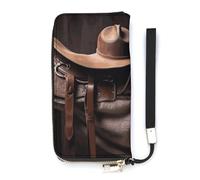 DWTJKMS Portefeuille long en cuir synthétique fin avec chapeau de cowboy pour homme et femme, portefeuille minimaliste avec emplacements pour cartes, blanc, 20 x 10,5 cm, blanc, 20x10.5cm