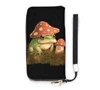 DWTJKMS Portefeuille long en cuir synthétique fin avec emplacements pour cartes, motif maison champignon et grenouille, 20 x 10,5 cm, blanc, 20x10.5cm