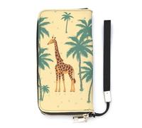 DWTJKMS Portefeuille long en cuir synthétique fin avec fentes pour cartes, motif girafe palmier, pour hommes et femmes, blanc, 20 x 10,5 cm, blanc, 20x10.5cm