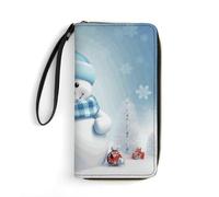 DWTJKMS Portefeuille long en cuir synthétique fin avec motif bonhomme de neige mignon pour homme et femme, portefeuille minimaliste avec fentes pour cartes, blanc, 19,7 x 10,5 cm, blanc, 19.7x10.5cm