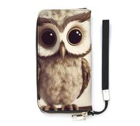 DWTJKMS Portefeuille long en cuir synthétique fin avec motif hibou mignon pour hommes et femmes, portefeuille minimaliste avec fentes pour cartes, blanc, 20 x 10,5 cm, blanc, 20x10.5cm