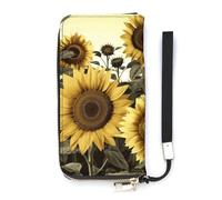 DWTJKMS Portefeuille long en cuir synthétique fin et tournesol jaune pour homme et femme, portefeuille minimaliste avec fentes pour cartes, blanc, 20 x 10,5 cm, blanc, 20x10.5cm