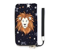 DWTJKMS Portefeuille long en cuir synthétique fin Lion et étoiles pour homme et femme, portefeuille minimaliste avec fentes pour cartes, blanc, 20 x 10,5 cm, blanc, 20x10.5cm
