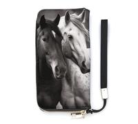 DWTJKMS Portefeuille long en cuir synthétique fin noir et blanc pour hommes et femmes, portefeuille minimaliste avec fentes pour cartes, blanc, 20 x 10,5 cm, blanc, 20x10.5cm