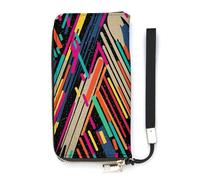 DWTJKMS Portefeuille long et fin en cuir synthétique abstrait rayé coloré pour hommes et femmes, portefeuille minimaliste avec fentes pour cartes, blanc, 20 x 10,5 cm, blanc, 20x10.5cm