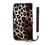 DWTJKMS Portefeuille long fin en cuir PU imprimé léopard pour hommes femmes portefeuille minimaliste avec fentes pour cartes, blanc, 20 x 10,5 cm, blanc, 20x10.5cm