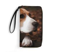 DWTJKMS Portefeuille long fin en cuir PU mignon Beagle pour homme femme portefeuille minimaliste avec fentes pour cartes, blanc, 19,7 x 10,5 cm, blanc, 19.7x10.5cm
