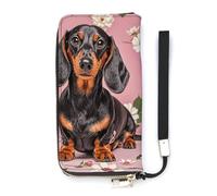 DWTJKMS Portefeuille long fin en cuir PU motif teckel avec fentes pour cartes, blanc, 20 x 10,5 cm, blanc, 20x10.5cm