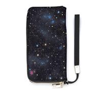 DWTJKMS Portefeuille long fin en cuir synthétique avec emplacements pour cartes, motif constellation étoiles, galaxies, pour homme et femme, blanc, 20 x 10,5 cm, blanc, 20x10.5cm