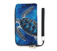 DWTJKMS Portefeuille long fin en cuir synthétique bleu tortue de mer pour hommes et femmes, portefeuille minimaliste avec fentes pour cartes, blanc, 20 x 10,5 cm, blanc, 20x10.5cm