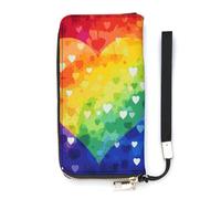 DWTJKMS Portefeuille long fin en cuir synthétique coloré arc-en-ciel avec emplacements pour cartes, blanc, 20 x 10,5 cm, blanc, 20x10.5cm