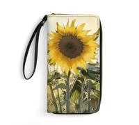 DWTJKMS Portefeuille long fin en cuir synthétique Sunflowers pour homme et femme, portefeuille minimaliste avec fentes pour cartes, blanc, 19,7 x 10,5 cm, blanc, 19.7x10.5cm