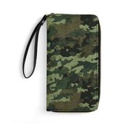 DWTJKMS Portefeuille long fin en cuir synthétique vert militaire pour hommes et femmes, portefeuille minimaliste avec emplacements pour cartes, blanc, 19,7 x 10,5 cm, blanc, 19.7x10.5cm