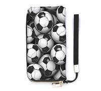 DWTJKMS Portefeuille long noir et blanc à motif ballon de football en cuir synthétique pour hommes et femmes, portefeuille minimaliste avec fentes pour cartes, blanc, 20 x 10,5 cm, blanc, 20x10.5cm