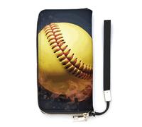 DWTJKMS Portefeuille long Softball fin en cuir synthétique pour homme et femme, portefeuille minimaliste avec fentes pour cartes, blanc, 20 x 10,5 cm, blanc, 20x10.5cm