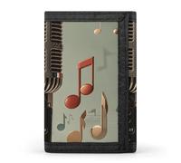 DWTJKMS Portefeuille minimaliste à trois volets avec microphone et notes de musique pour homme - Portefeuille moderne et tendance antivol pour cartes et espèces